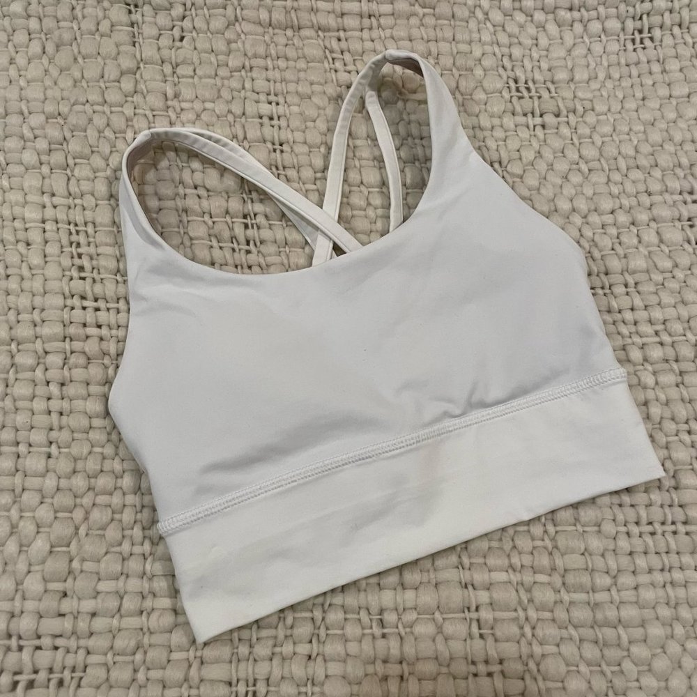 White Lululemon Energy Longline Sports Bra